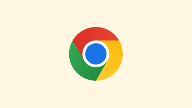 Le logo rond de Chrome sur un fond jaune.